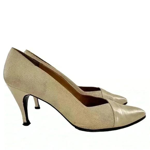 Stuart Weitzman heels size 10 C old leather pointy toe stilettos vintage 80s 90s - Picture 13 of 13